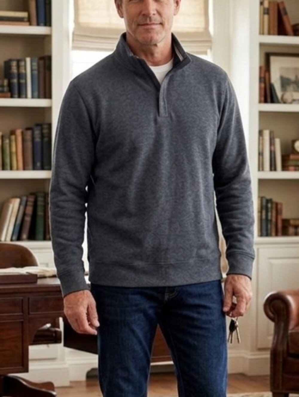 UNTUCKit Size L Men's Charcoal Zip-Up Sweater